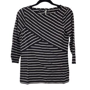 TALBOTS Striped 3/4 Length Sleeve Top Womens Petite Size SP Small